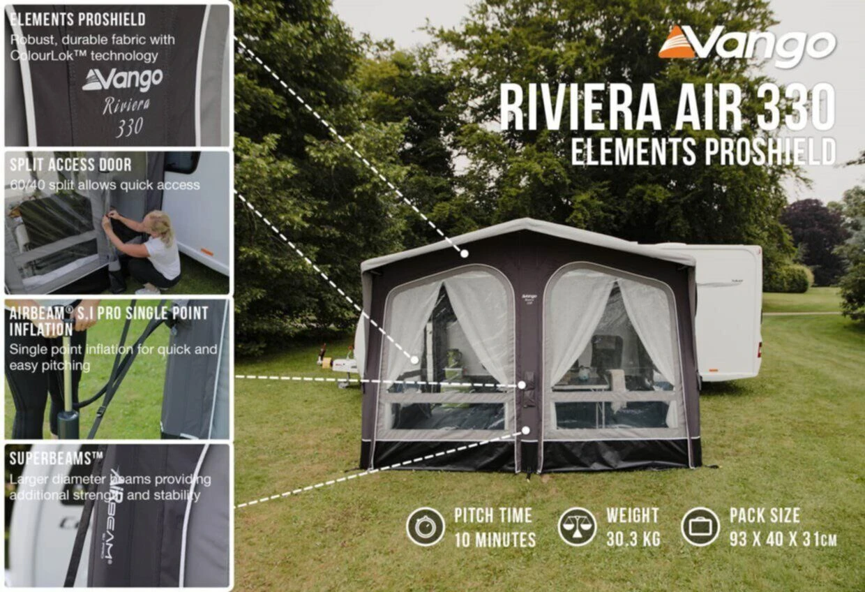 Vango Airbeam Vango Riviera Air 330 Elements ProShield Caravan Awning (2023) - Image 5
